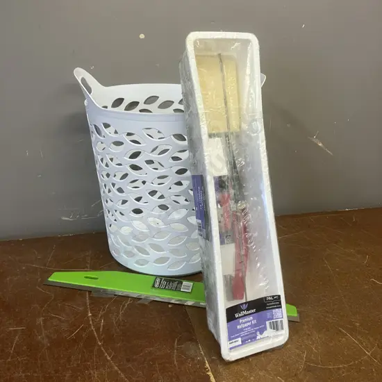 Wall Paper Hanging Kit, Laundry Hamper, Trim Guide