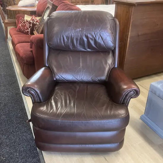 Moran Chocolate Brown Leather Recliner (Top Of Seat Marked)