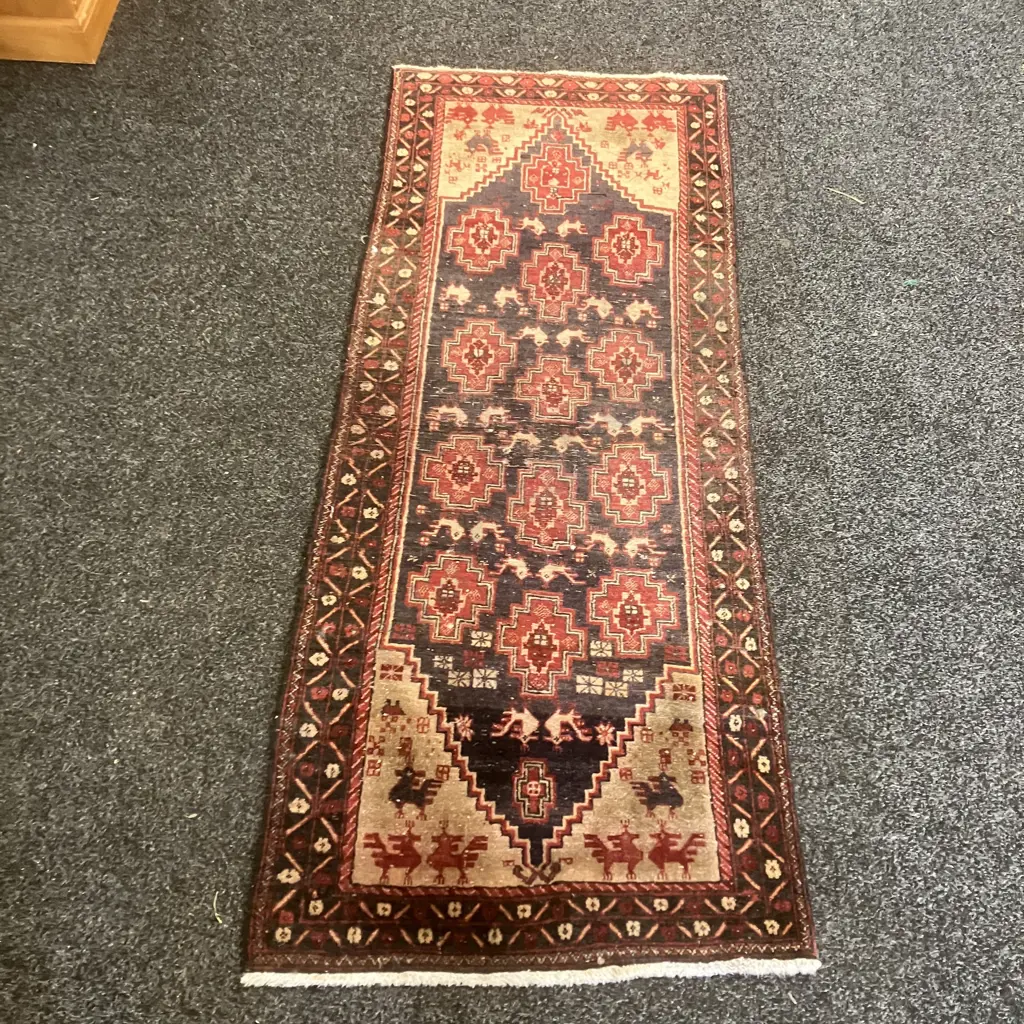 Vintage Persian Rug Runner. 173 x 68cm Dark Red & Black Tones Image 1++