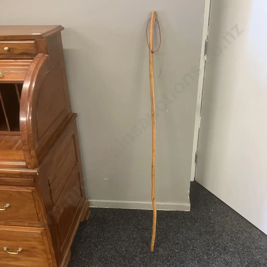Wooden Walking Stick With 'Waikaremoana 2007' Pokerwork Image 1++