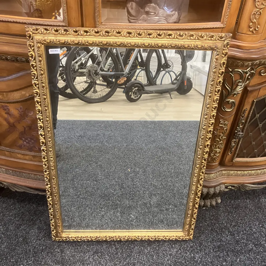 Vintage Ornate Gold Wooden Framed Wall Mirror. 85 x 59cm Image 1++