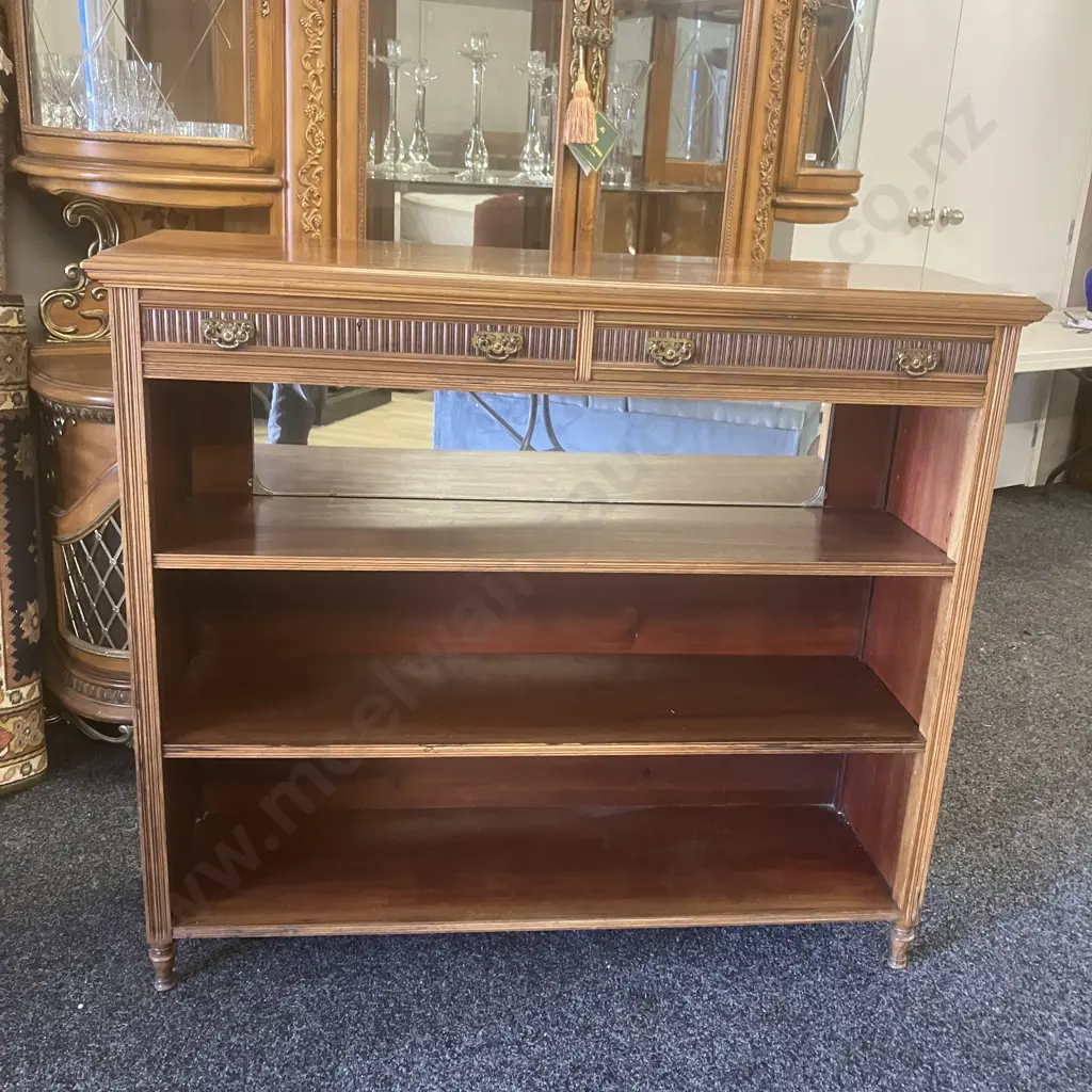 Mid-Century Modern Walnut Bookcase With 2 Drawers At The Top. H106 W121.5 D39.5cm Image 1++