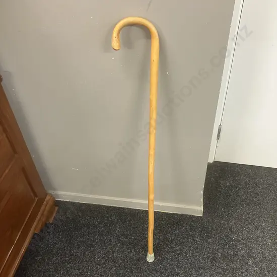 Wooden Walking Stick With Curved Handle. H92cm