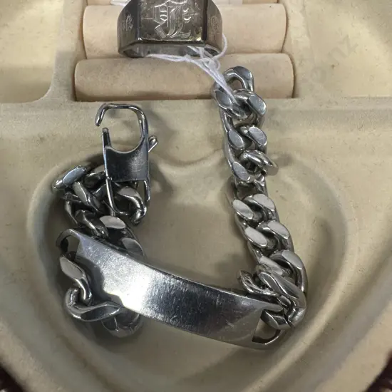 Stamped 925 Ring With Mens Bracelet
