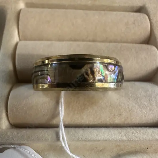 Gold Coloured & Paua Detail Ring