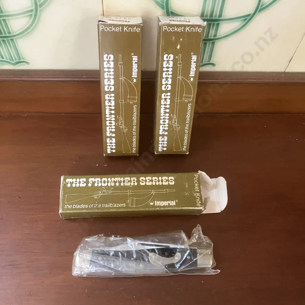 Vintage 1970s Frontier (Imperial) USA 4434 3 Blade Stockman Knives With Original Boxes x 3 Image 1++