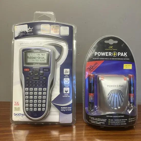 Brother Labelling Machine P Touch 1010 Metallic Silver Unused In Original Packaging With SR PowerPak Batteries & Charger