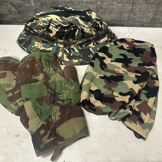 Camo Hat, Beanie, Pair of Mittens