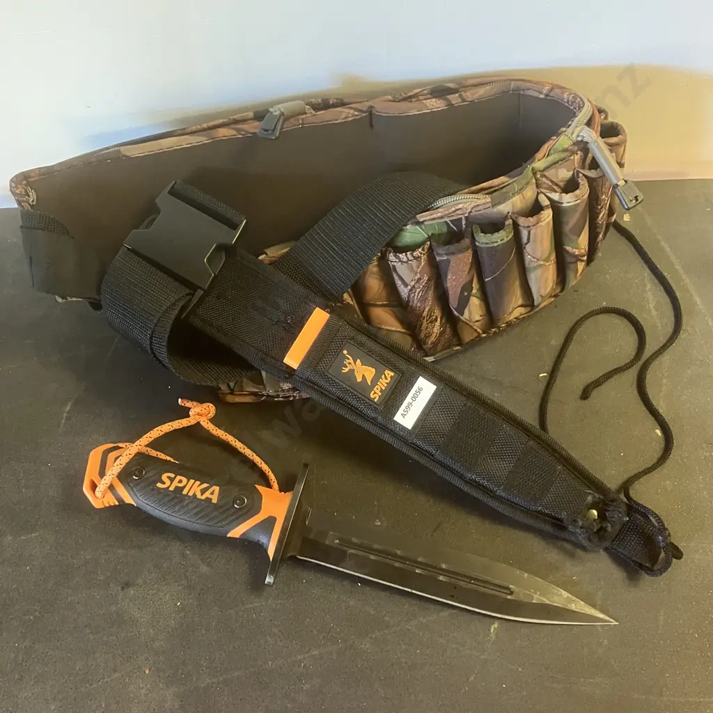 Spika Knife With Sheath & Camo Ammo Belt Image 1++