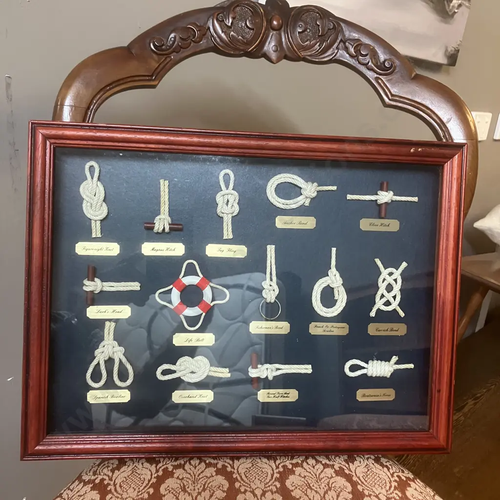 Vintage Nautical Knot Display In Shadow Box. 30 x 40cm Image 1++