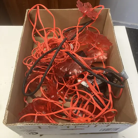 Pair of Red Hibiscus Light Strings - 10 Flowers Each
