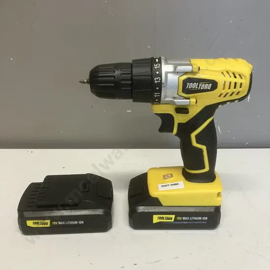 ToolTorq 18V Cordless Drill & 2 x 1.3Ah Batteries (No Charger)