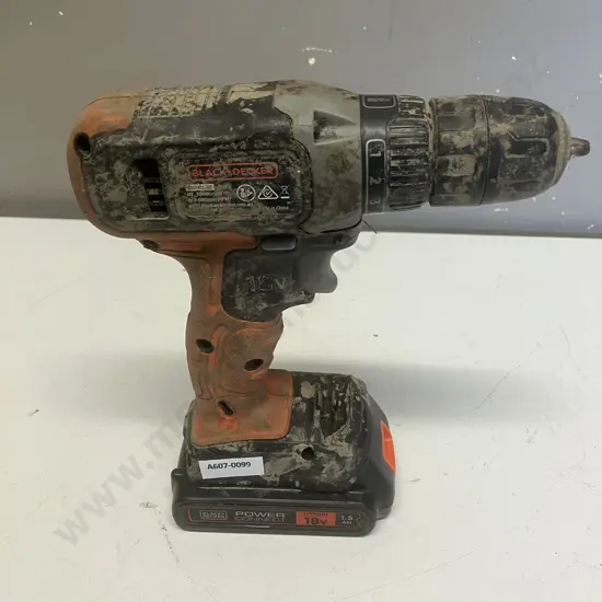 Black & Decker 18V Drill & 1.5Ah Battery (No Charger)