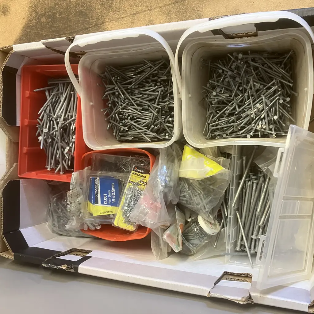 Box Of Assorted Nails & Wooden Box of Nails Image 1++