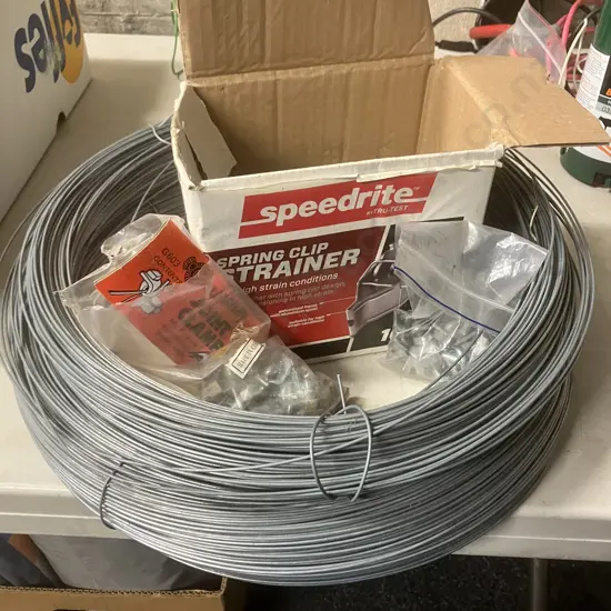 Five Permanent Strainers, Joint Clamps & Electric Fence Wire 2.0 10Kg With a Part Roll