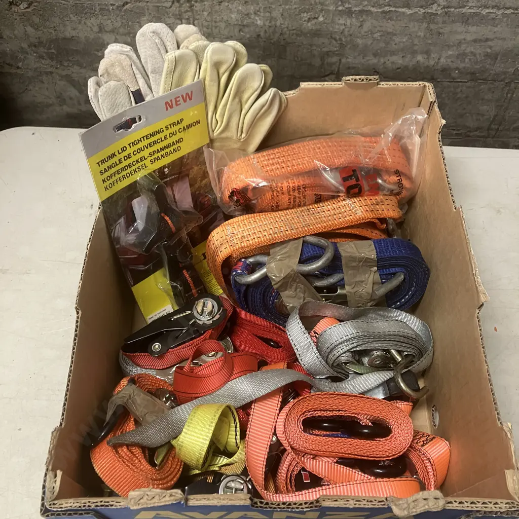 Box Tie Downs, Tow Straps, Gloves Etc Image 1++
