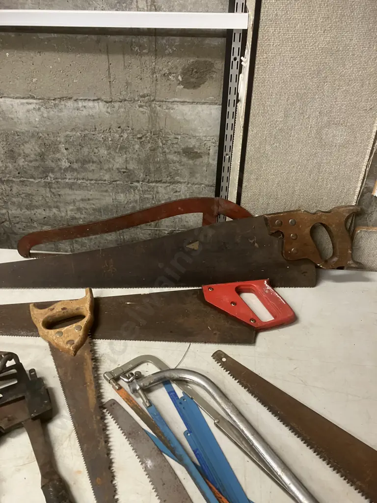 Box Lot Saws, Clamp, Hatchet Etc Image 1++