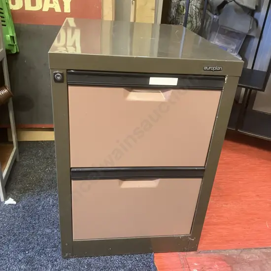 Europlan 2 Drawer Filing Cabinet With Suspension Files, Brown Tones