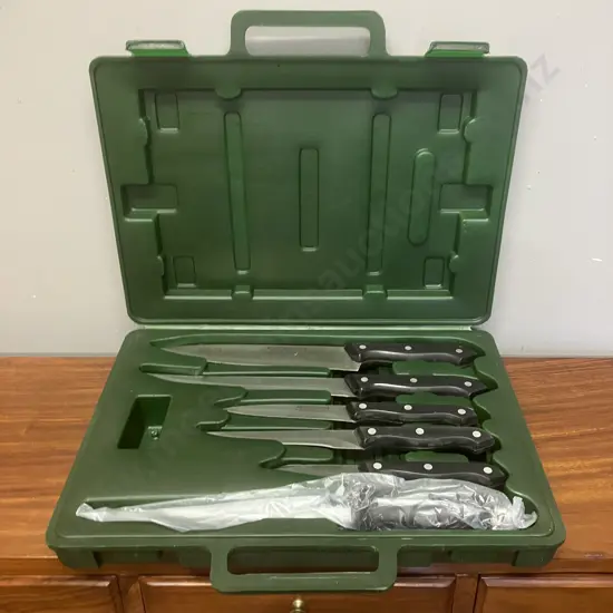 German Made Koch Messer Stainless Rostfrei Inox Knives- Set of 5 Plus Steel In Moulded Case