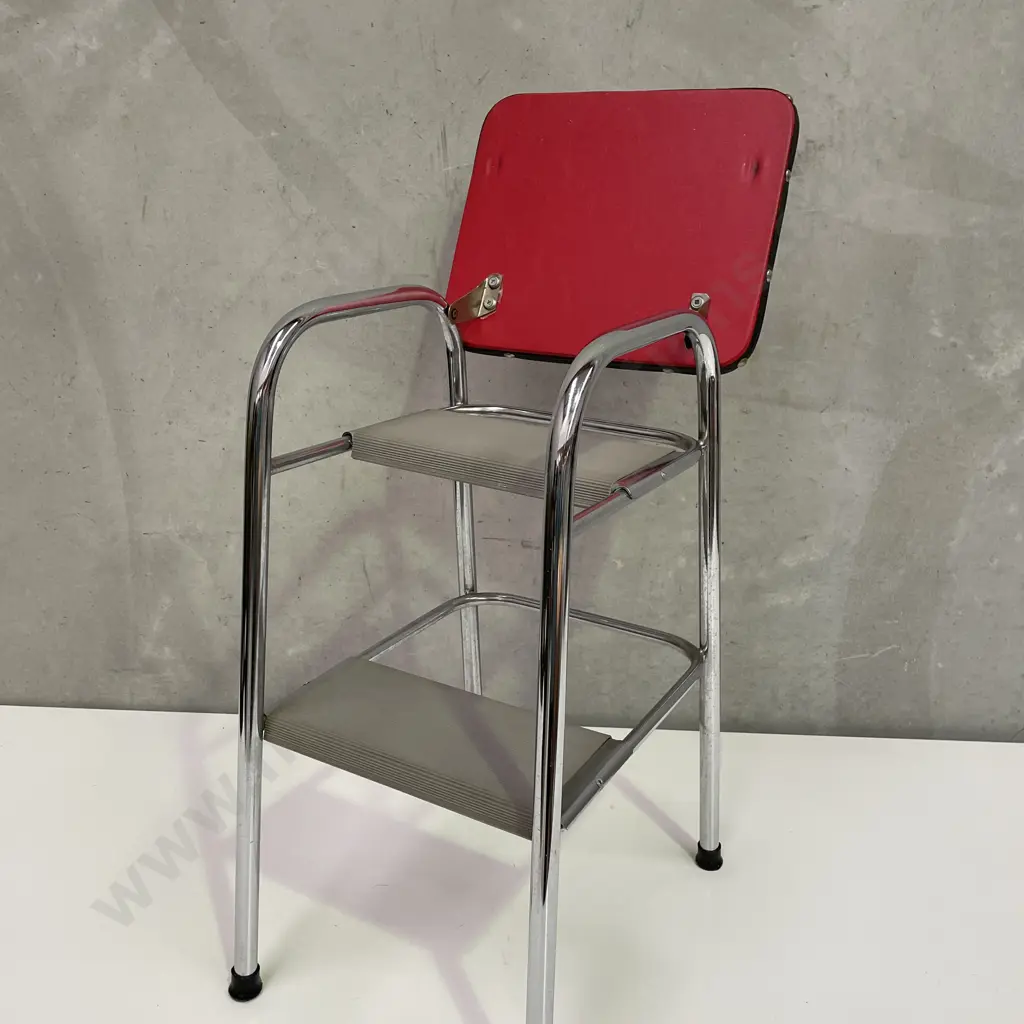 Vintage Retro Step Ladder/Stool with vinyl top Image 1++