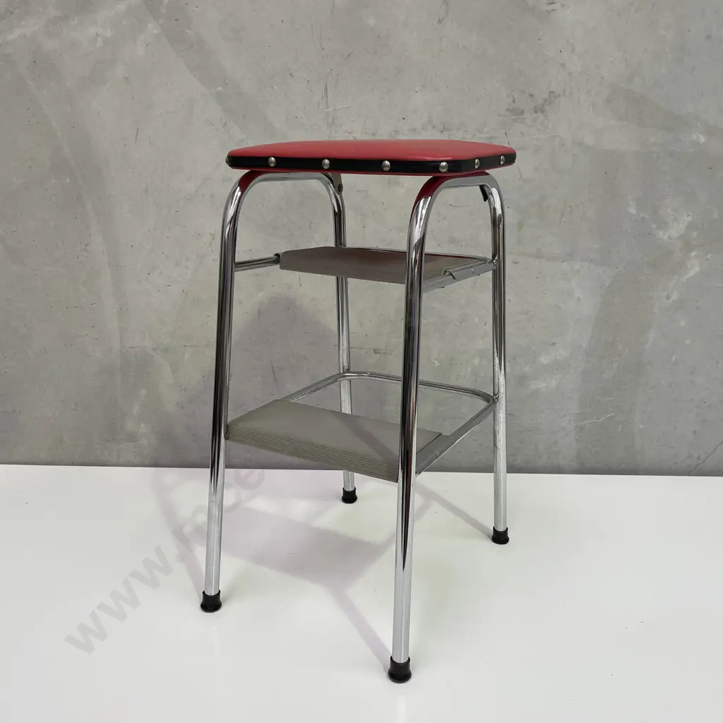 Vintage Retro Step Ladder/Stool with vinyl top Image 1++