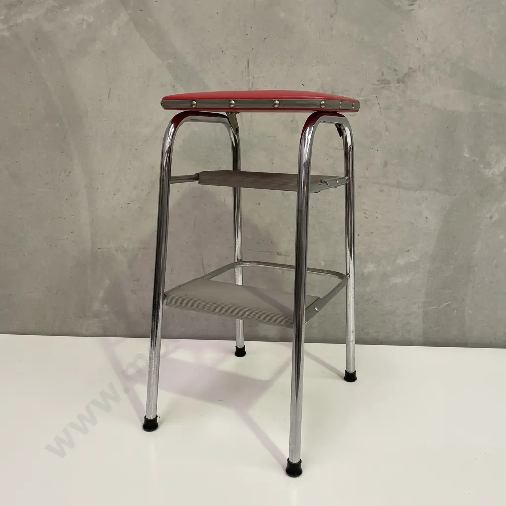 Vintage Retro Step Ladder/Stool with vinyl top Image 1++