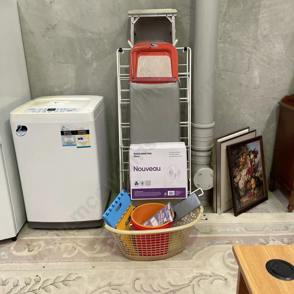 Laundry Basket, Clothes Rack, Ironing Board, Boxed as new fan etc Image 1++