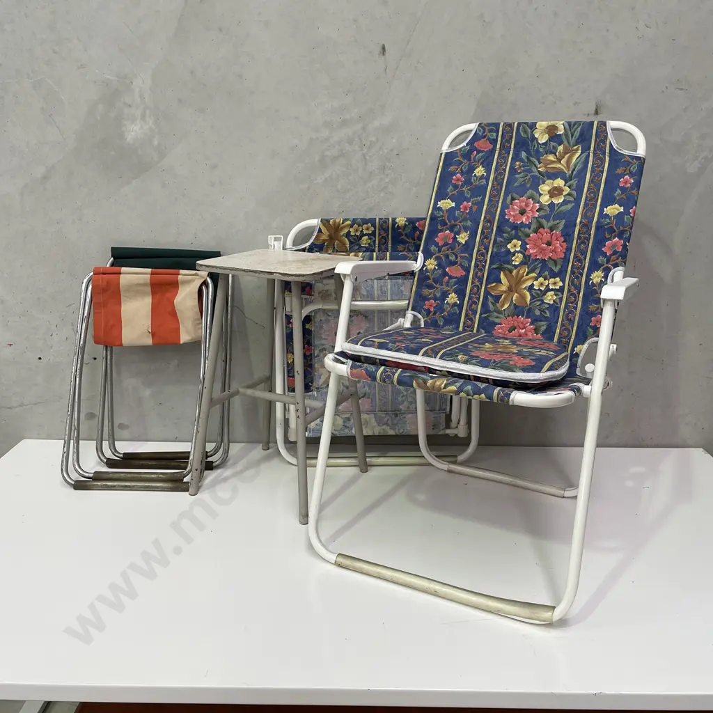 Assorted Folding Camp Chairs and kitchen stool Image 1++