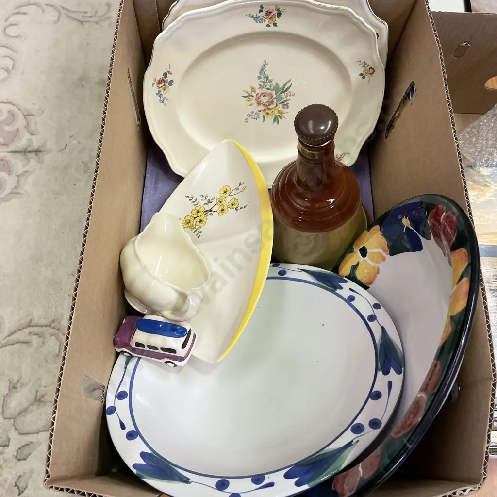 Box of Assorted Pottery Image 1++