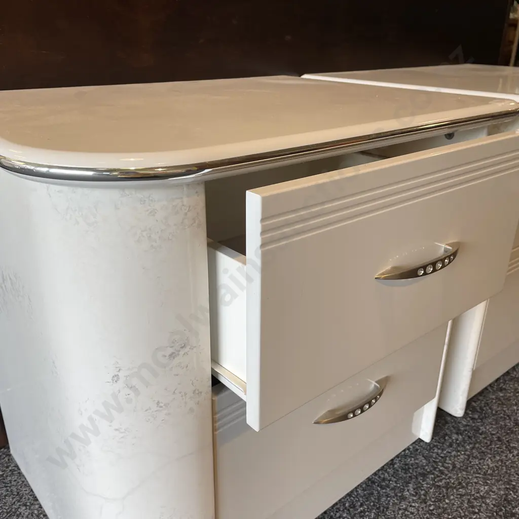Harvey Norman White Marble Effect 2 x 2 Drawer Bedside Units Image 1++
