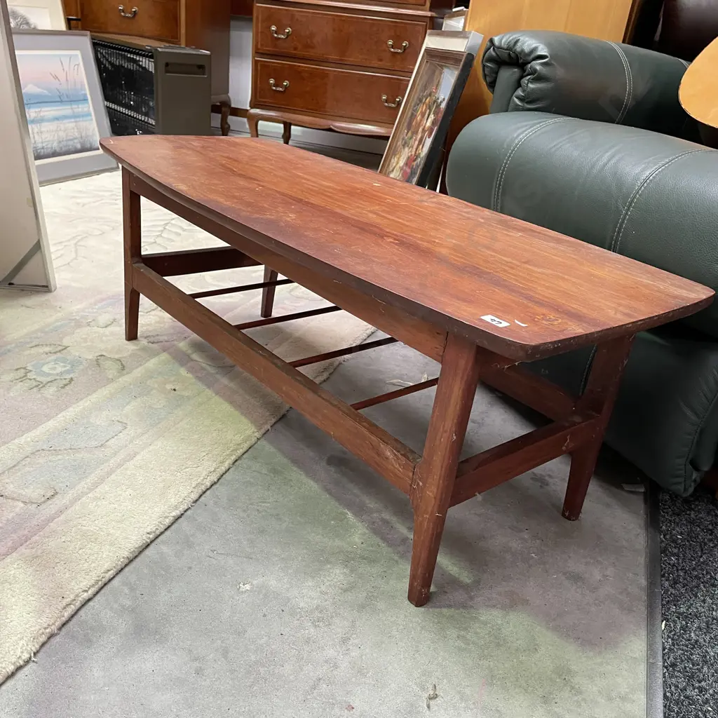 Vintage Mid Century Solid Wood Coffee Table Image 1++