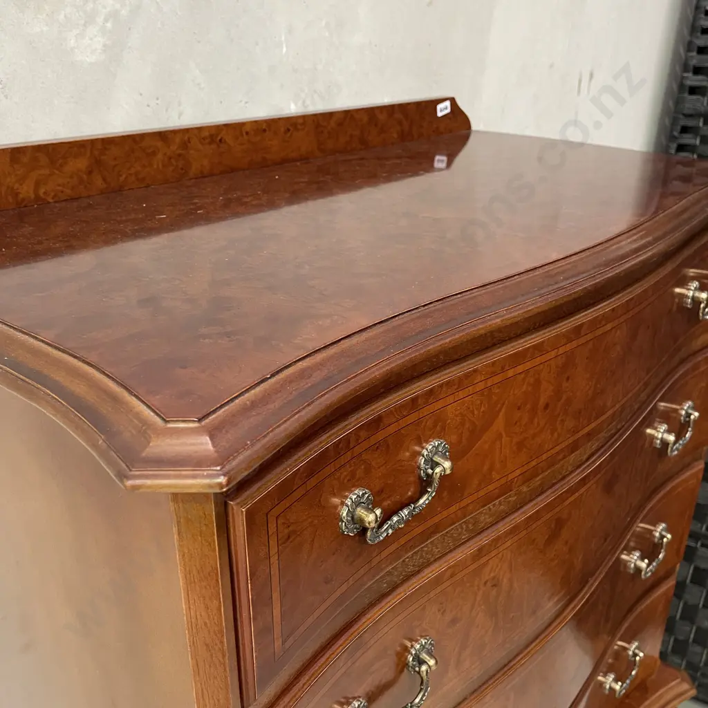 Stunning Antique Reproduction Burr Walnut 6 Drawer Double Chest Tallboy. Image 1++