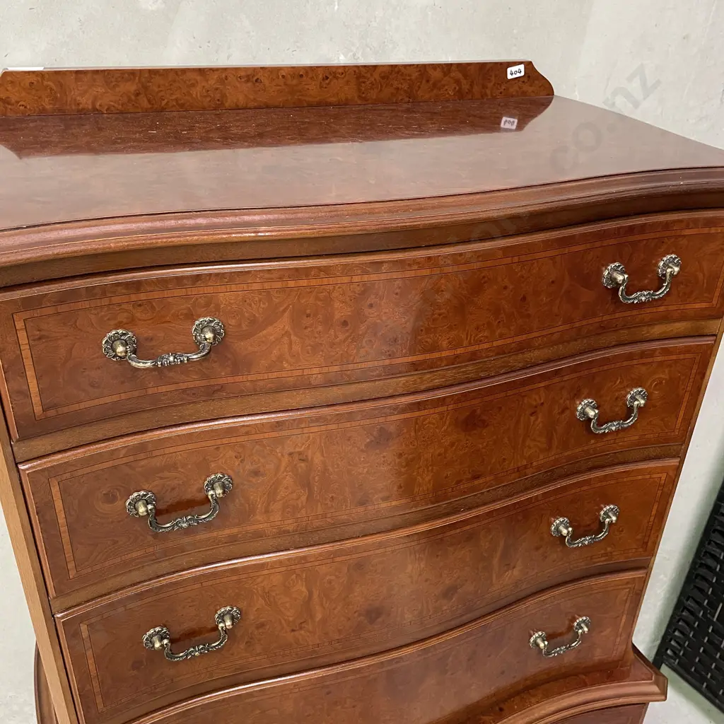 Stunning Antique Reproduction Burr Walnut 6 Drawer Double Chest Tallboy. Image 1++