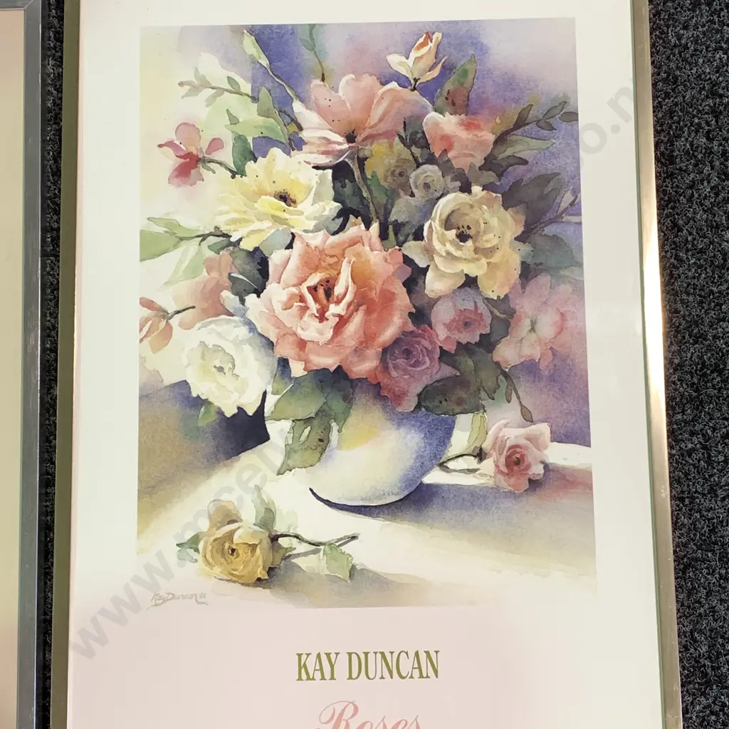 Trio of Framed and Glazed artworks of flowers Image 1++