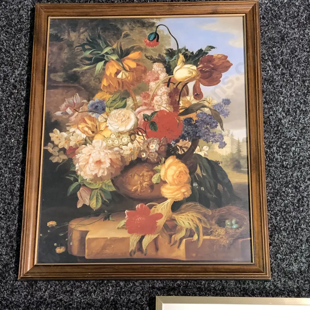 Trio of Framed and Glazed artworks of flowers Image 1++
