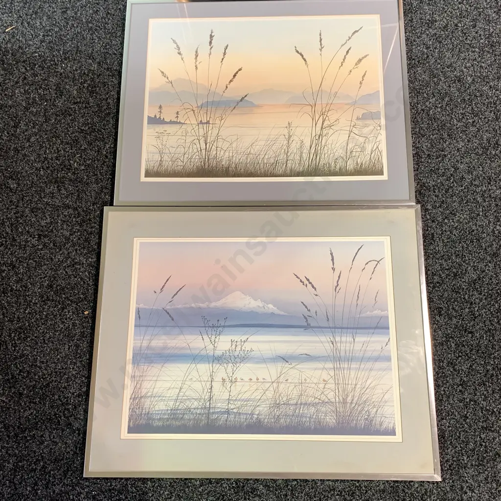 Pair of Framed and Glazed Prints by Jeane Duffey, Bounday Bay and Islands in the Sound Image 1++