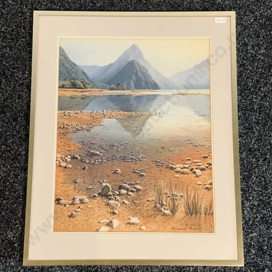 Framed and Glazed Print of Lake Bed signed and numbered Bullock 61/650