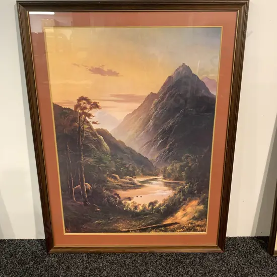 Limited Edition Framed and Glazed Numbered Print by H.W. Kirkwood - Sunrise on the Hollyford" Circa 1887, 279/500