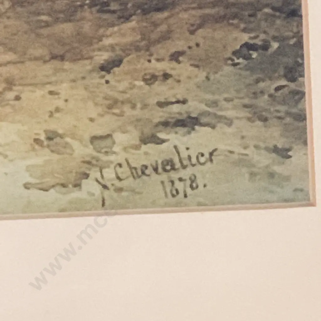 Vintage Wooden Framed and Glazed Print, Mt Earnslaw 1878 by Nicholas Chevalier, 67 x 48cm, Image 1++