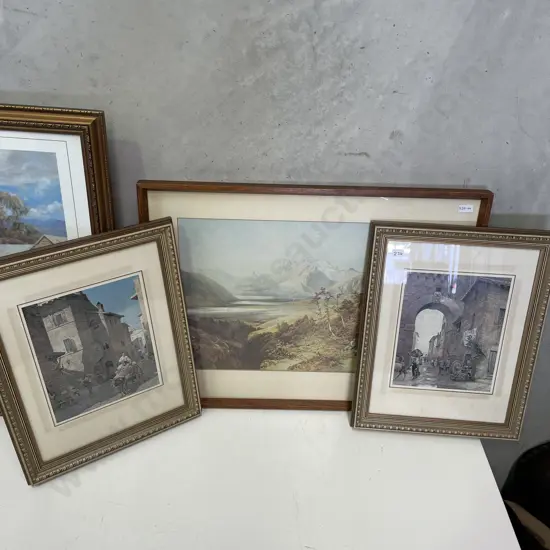 Vintage Wooden Framed and Glazed Print, Mt Earnslaw 1878 by Nicholas Chevalier, 67 x 48cm,