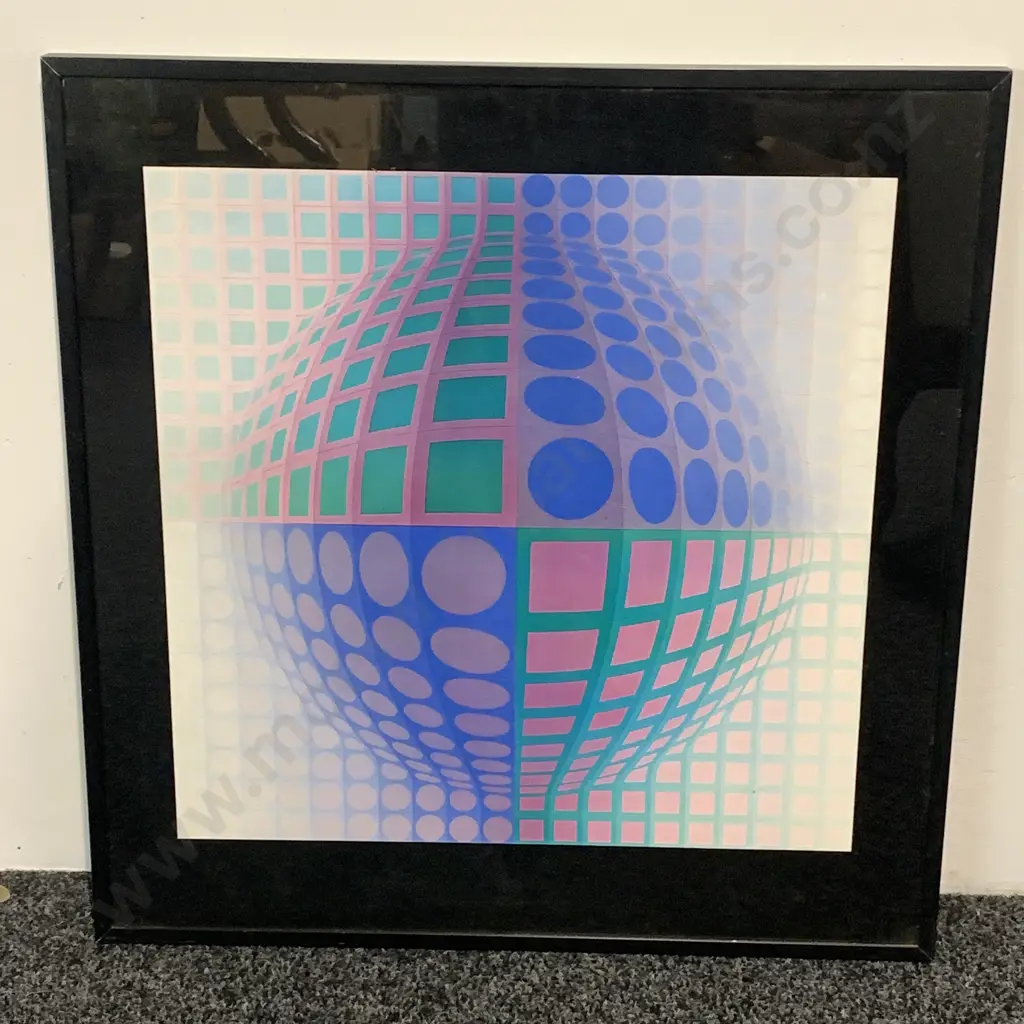 Victor Vasarely Framed and Glazed Print, 66 x 63cm Image 1++