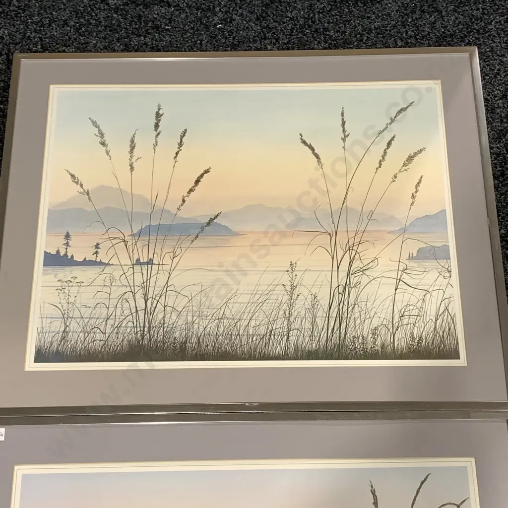 Pair of Framed and Glazed Prints by Jeane Duffey, Bounday Bay and Islands in the Sound Image 1++