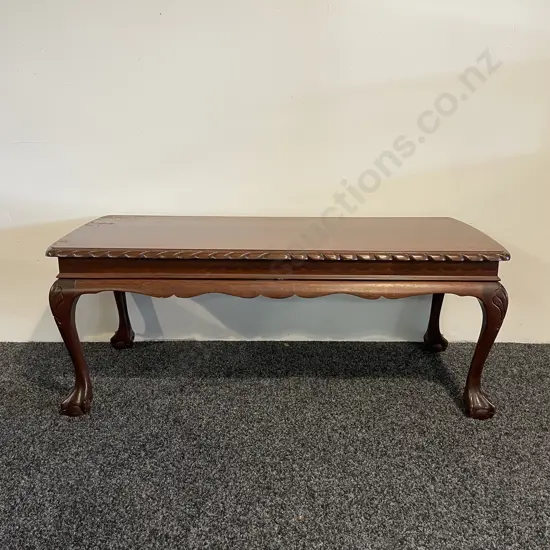 Vintage Solid Mahogany Coffee Table with carved rope edge. H41cm Top 106 x 45cm