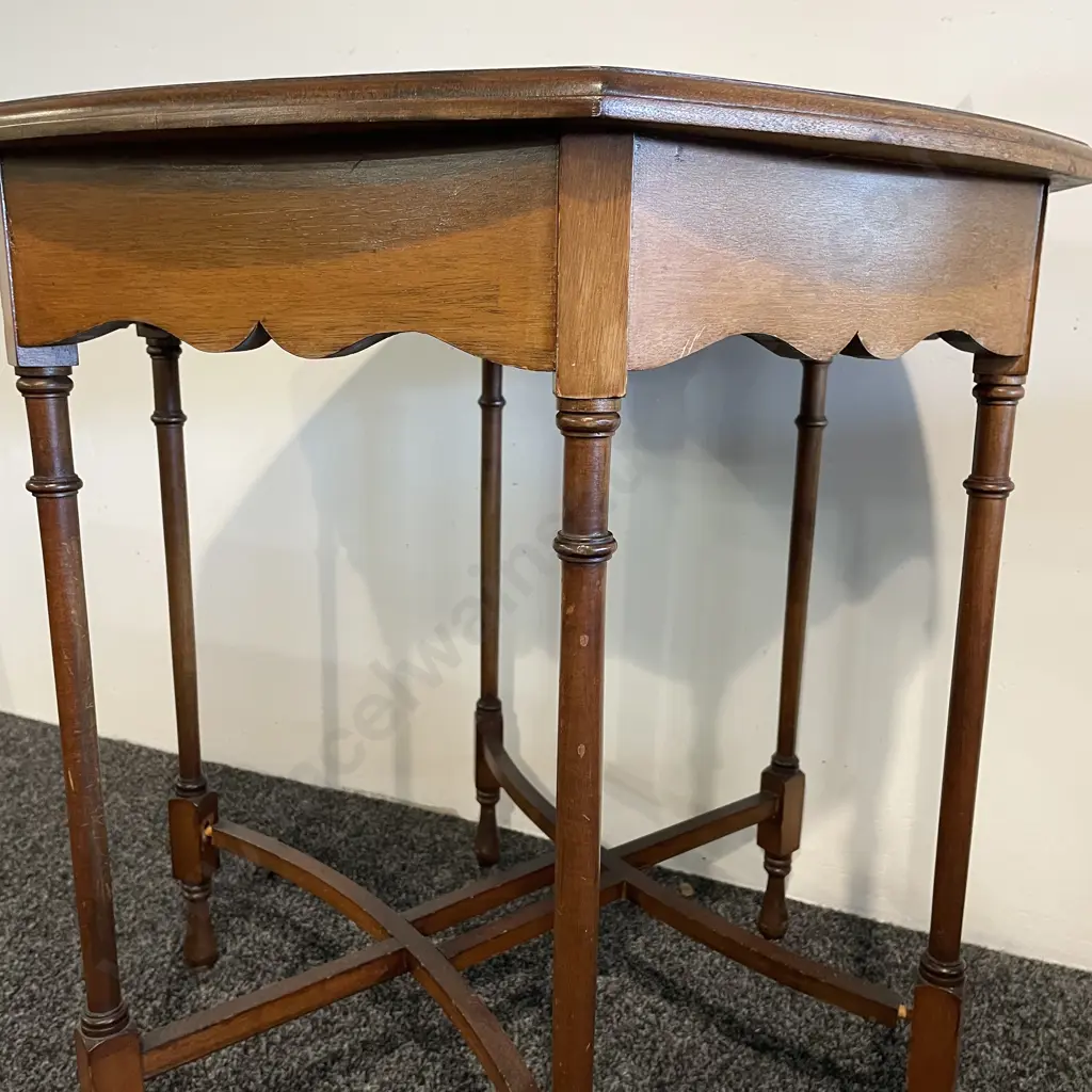 Antique 6 sided Occassional Table. H68cm Dia 67cm Image 1++