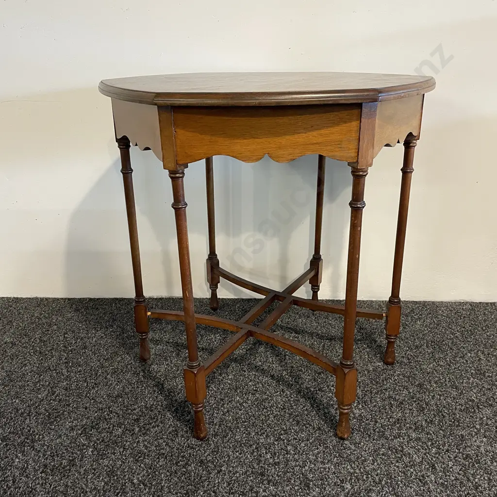 Antique 6 sided Occassional Table. H68cm Dia 67cm Image 1++