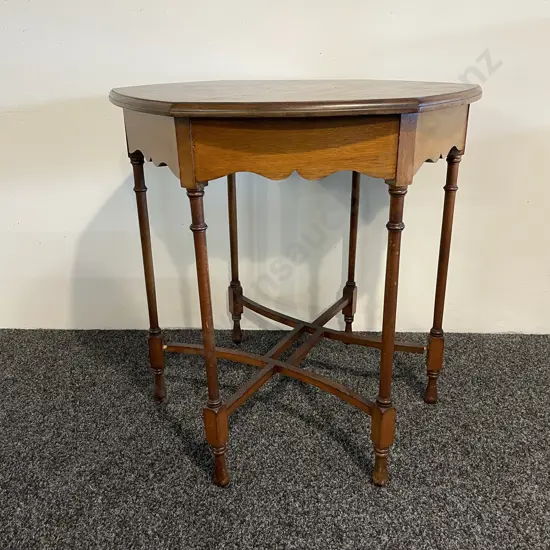Antique 6 sided Occassional Table. H68cm Dia 67cm