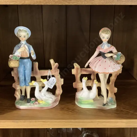Vintage Ceramic Boy and Girl Figurines H20cm