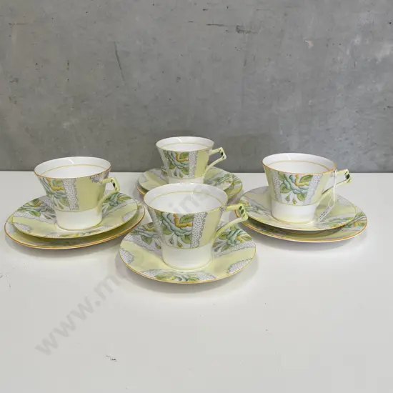 Rare Royal Albert hand Painted "Charmiane" trios x 3 with Duo