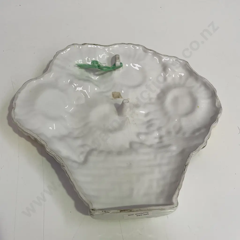 Stunning Art Pottery Wall Hung Vase with Sunflowers. 28 x 31cm Image 1++