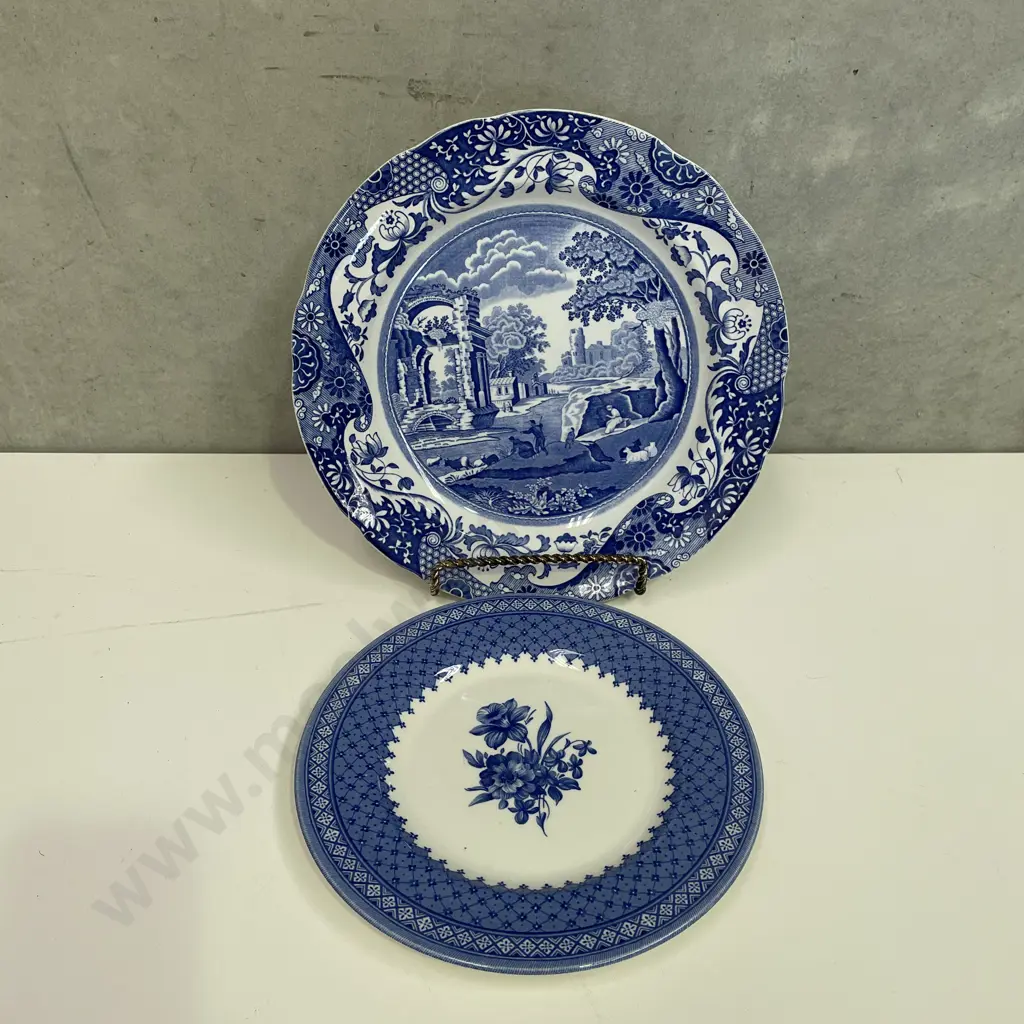 Two Blue and White Decorative Plates. Spode Italian and Churchill Image 1++